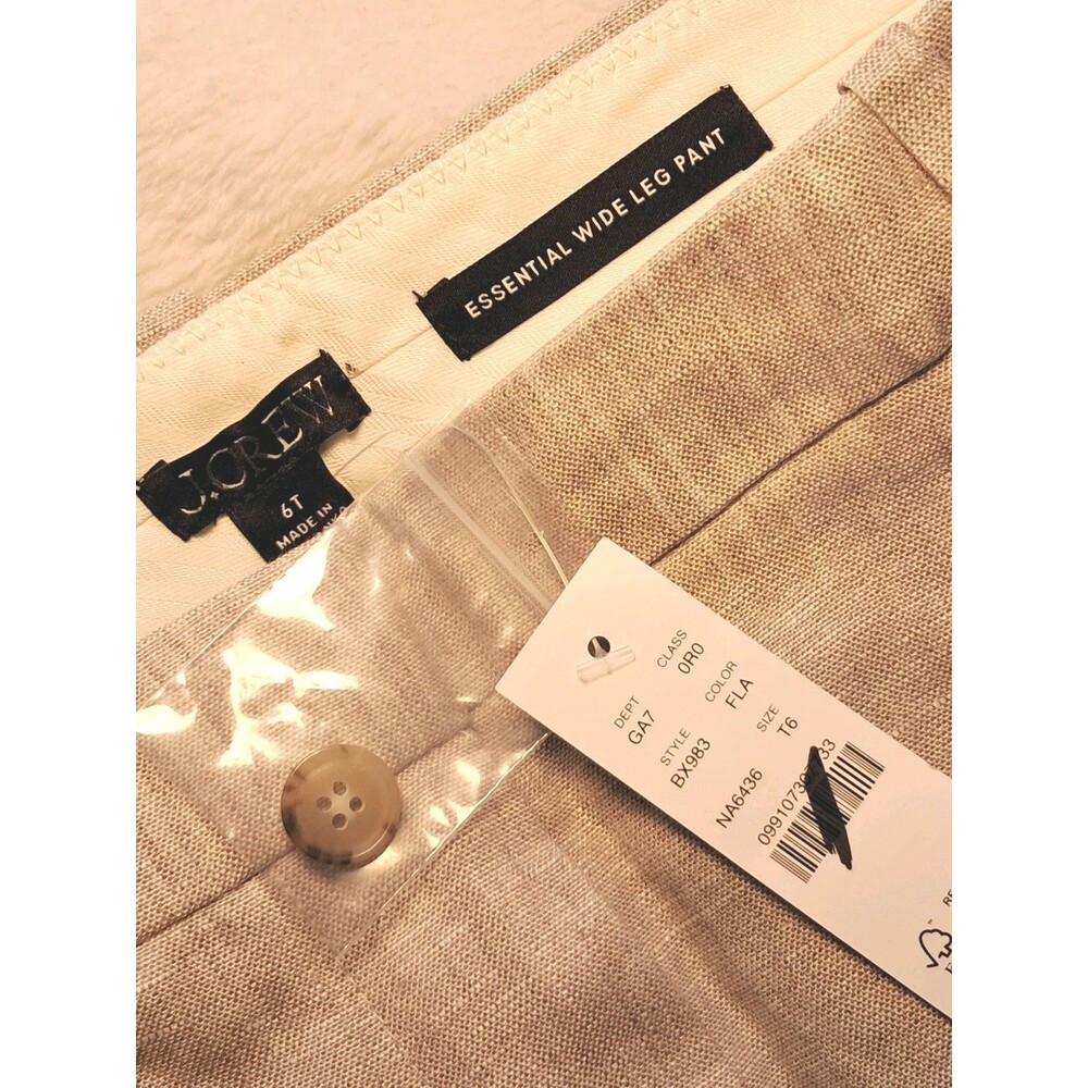 J. Crew Tall Wide-Leg Essential Pant In 100% Linen Beige BX983 Size 6T NWT - Picture 4 of 11